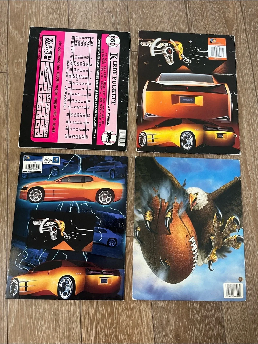Vintage trapper keeper folder bundle Bald Eagle/football, Pontiac GTO, Kirby